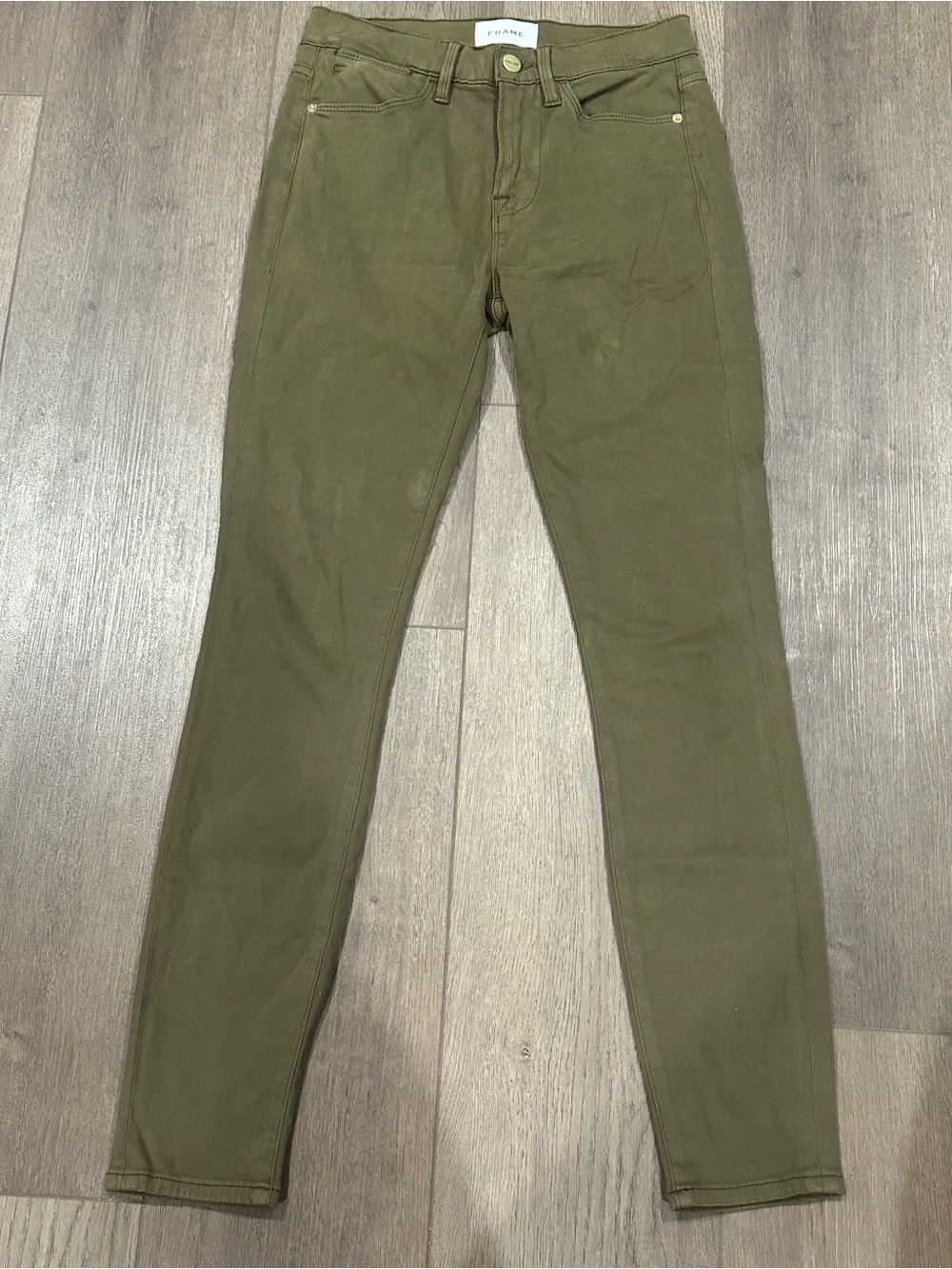Frame Faux Suede Olive Le High Skinny Pants in a Size 25